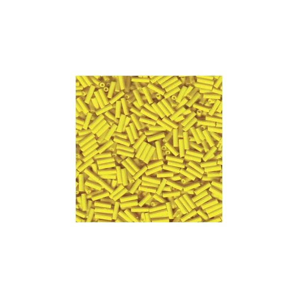 Miyuki, Glass bugle bead, tube beads, opaque, yellow, 6x1.7 mm, hole 0.8mm ca. 400pcs.