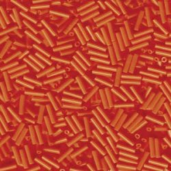 Miyuki, Bugle Beads, Glas, Rohrperle, opak, orange, 6x1,7 mm, Loch 0,8 mm, ca. 400 Stk