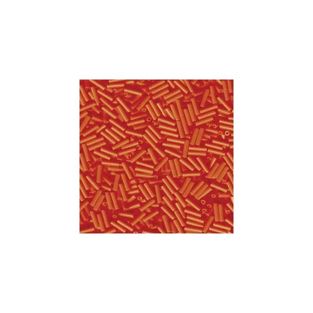 Miyuki, Glass bugle bead, tube beads, opaque, orange, 6x1.7 mm, hole 0.8mm ca. 400pcs.