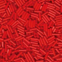 Miyuki, Bugle Beads, Glas, Rohrperle, opak, rot, 6x1,7 mm, Loch 0,8 mm, ca. 400 Stk