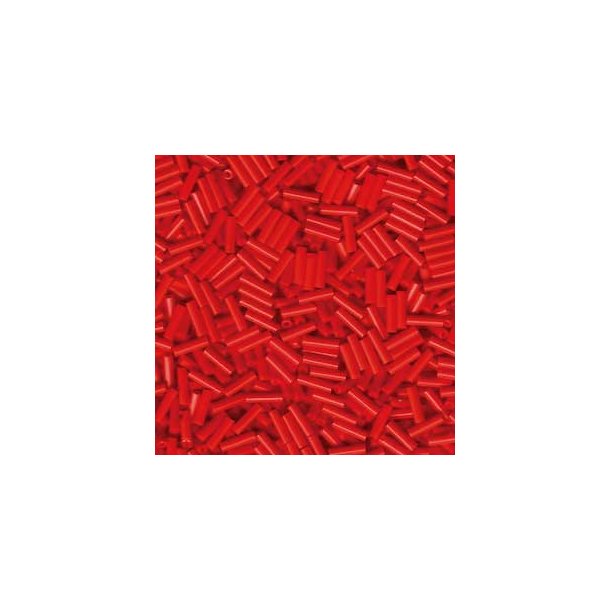 Miyuki, Glass bugle bead, tube beads, opaque, red, 6x1.7 mm, hole 0.8mm ca. 400pcs.