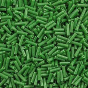 Miyuki, Glass bugle beads, opaque, dusty green, approx. 6x1,7 mm, 10gr.