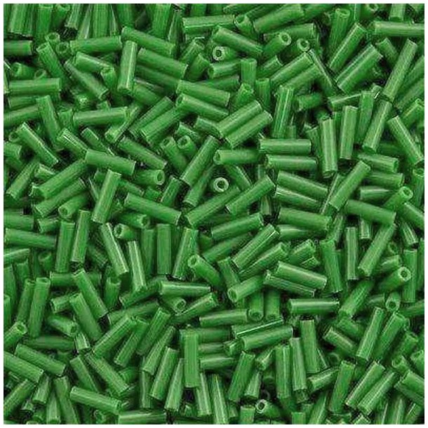 Miyuki, Glass bugle beads, opaque, dusty green, approx. 6x1,7 mm, 10gr.