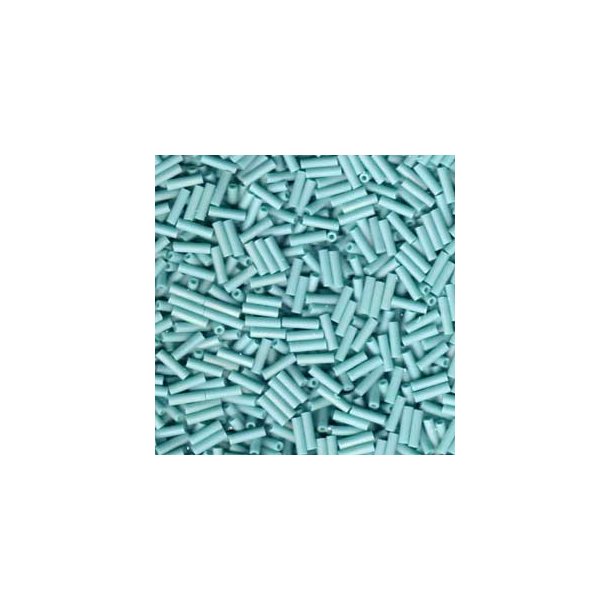 Miyuki, Glass bugle bead, tube beads, opaque, matte turquoise, 6x1.7 mm, hole 0.8mm, 400pcs