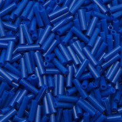 Miyuki, Bugle Beads, Glas, Rohrperle, opak, kobalt blau, 6x1,7 mm, Loch 0,8 mm, ca. 400 Stk