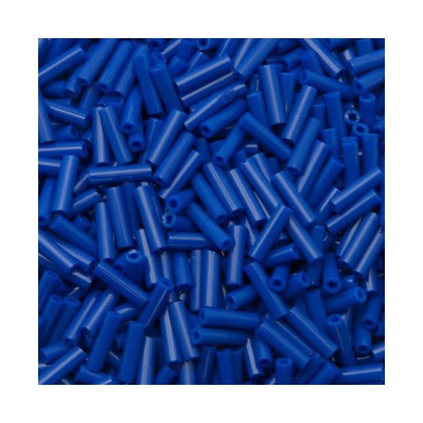 Miyuki, Glass bugle bead, tube beads, opaque, cobalt blue, 6x1.7 mm, hole 0.8mm ca. 400pcs.