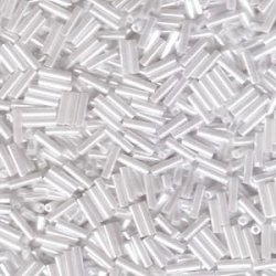 Miyuki, Bugle Beads, Rohrperle, Glas, opak, perlwei, 6x1,7 mm, Loch 0,8 mm, 400 Stk.