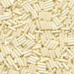 Miyuki, Bugle Beads, Glas, Rohrperle, opak, creme gelb, 6x1,7 mm, Loch 0,8 mm, ca. 400 Stk