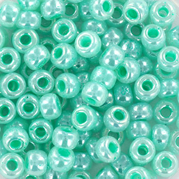 Miyuki, Seed bead #6, glänzend aqua-grün, 4,5x3 mm, ca. 150 Stk.,12g,