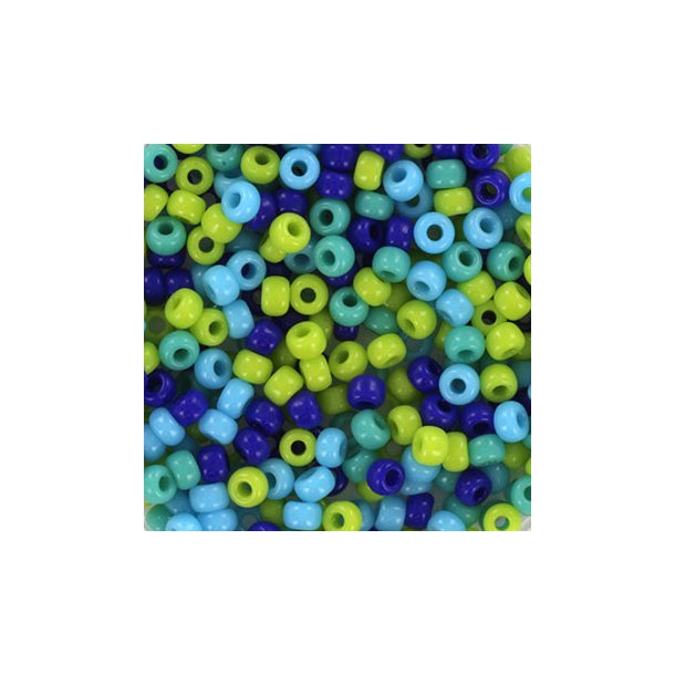 Miyuki seed bead, Total Turquoise, mix32, 4-colour mix, #8, 3,1x2,1 mm, 12gr. 450pcs