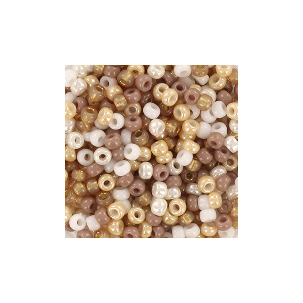 Miyuki seed bead, Soft beige, mix40, 5-colour mix, #8, 3,1x2,1 mm, 12gr. 450pcs