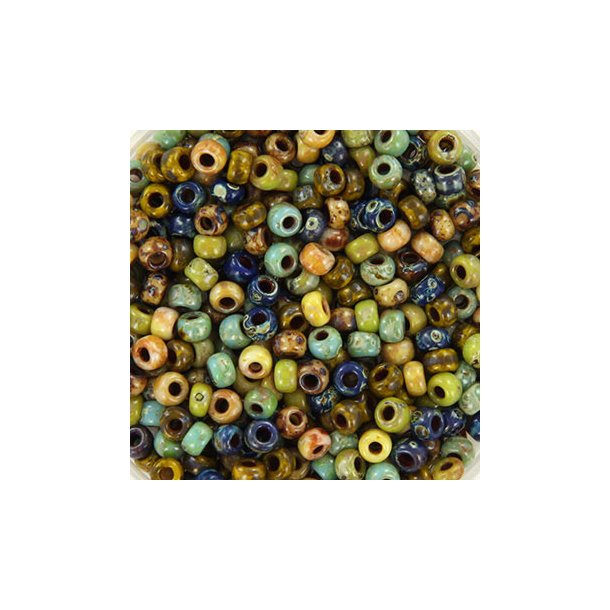 Miyuki seed bead, Picasso natur, mix85, 6-farve mix, #8, 3,1x2,1 mm, 12gr. 450 stk