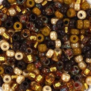 Miyuki seed bead, Vintage brown, mix91, 5-colour mix, #8, 3,1x2,1 mm, 12gr. 450pcs