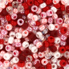 Miyuki Seed Beads, Valentine, Mix92, 6-farben mix, #8, 3,1x2,1 mm, 12gr. 450 Stk