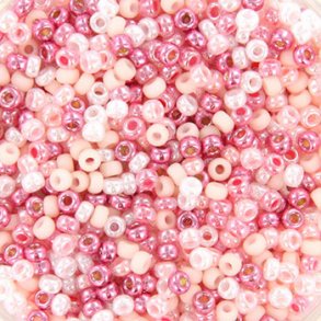 Miyuki Seed Beads, hell rosa-pink glnzend Mix, Gre #11, 2x1,5 mm,, 12gr. ca. 1200 Stk