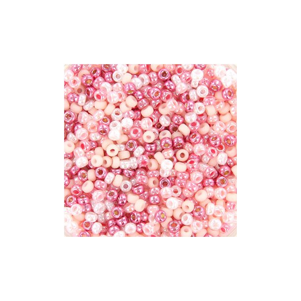 Miyuki seed bead, light pink and rose luster mix, size #11, 2x1,5 mm,, 12gr. approx. 1200 pieces