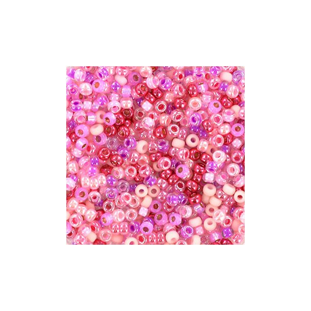 Miyuki seed bead, pink-lyserd-blank mix, strrelse #11, 2x1,5 mm, 22gr. ca. 2250 stk