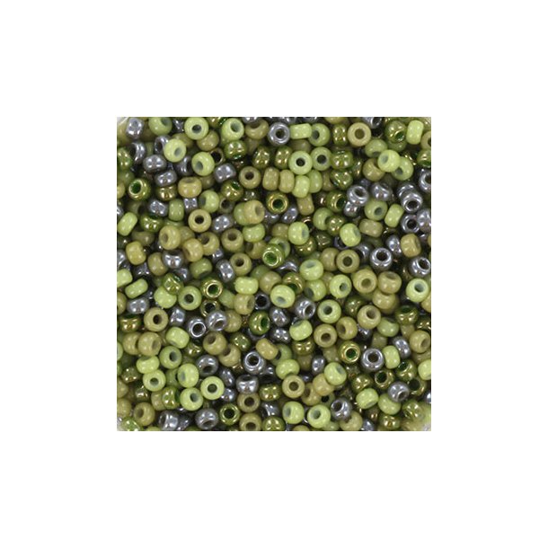 Miyuki seed bead, grey-green luster mix, size #11, 2x1,5 mm,, 12gr. approx. 1200 pieces