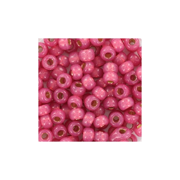 Miyuki seed bead #6, pink, 4,5x3mm, silverlined, dyed alabaster, dark rose, ca. 150 pcs. 12g