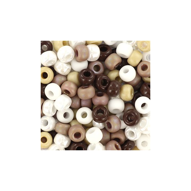 Miyuki seed bead #6, mix90, chocolat sprinkles, brown, white, sand, 5-colors, 12g  
