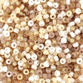 Miyuki seed bead, Soft Beige, mix115, 5-colour mix, size #11, 2x1,5 mm,, 12gr. 1200 pcs