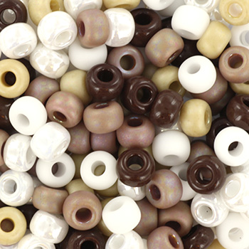 Miyuki, Seed bead #6, mix90, Chocolat sprinkles, braun, weiß, sand, 5-Farben, 12g