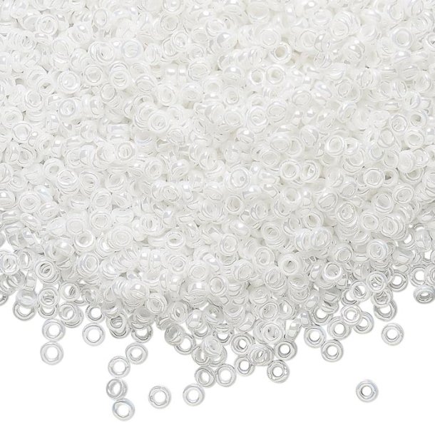 Miyuki seed bead, glass, rondelle, pearl white, Duracoat, 2.2x1 mm, 7gr, approx. 1100 pcs