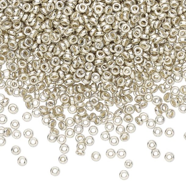 Miyuki seed bead, glass, rondelle, silver plated, Duracoat, 2.2x1 mm, 7gr, approx. 1100 pcs