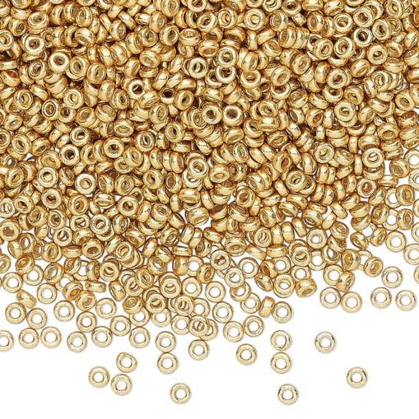 Miyuki seed bead, glass, rondelle, gilded, Duracoat, 2.2x1 mm, 7gr, approx. 1100 pcs