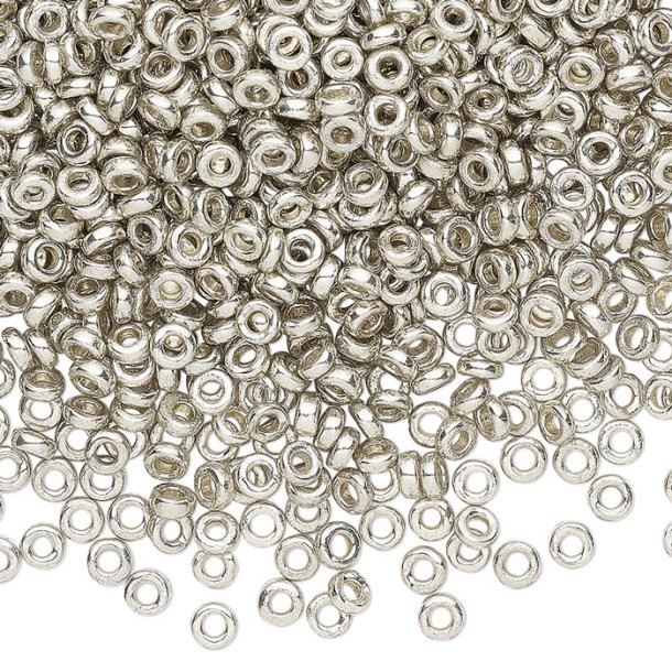 Miyuki seed bead, glass, rondelle, silver plated, Duracoat, 3x1.4 mm, 7.5gr, approx. 450 pcs