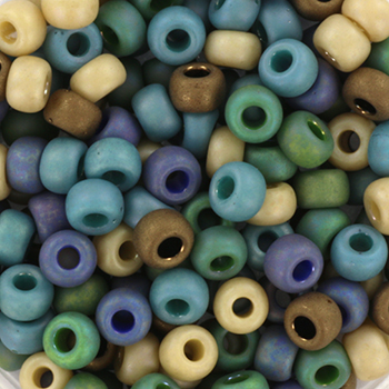 Miyuki, Seed bead #6, mix90, Tropical beach, blue, green, sand, 5-Farben, 12g