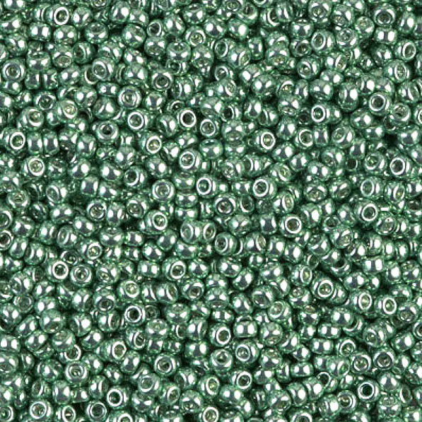Miyuki seed bead, #11, verzinkt, Meeresgrün, glänzend, opak, 2x1,5 mm, 12g, 1200 stk