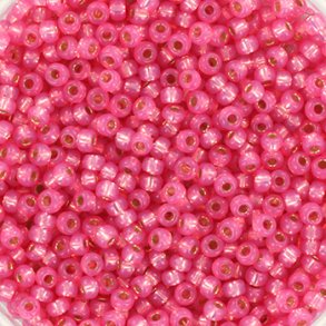 Miyuki seed bead, dyed alabaster rose, silver lined, size #11, 12gr. appx. 1200 pcs
