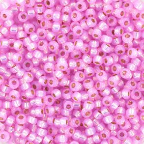 Miyuki seed bead, dyed alabaster, hot pink, silver lined, size #11, 12gr. appx. 1200 pcs
