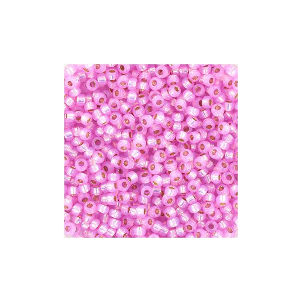 Miyuki seed bead, dyed alabaster, hot pink, silver lined, size #11, 12gr. appx. 1200 pcs