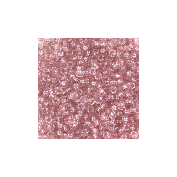 Miyuki seed bead, #11, fancy lined soft pink, transparant, 2x1.5 mm, 1200pcs