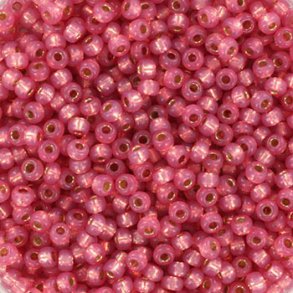 Miyuki seed bead, duracoat, dyed pink, silver lined, size #11, 12gr. appx. 1200 pcs