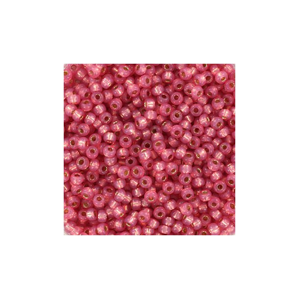 Miyuki seed bead, duracoat, dyed pink, silver lined, size #11, 12gr. appx. 1200 pcs