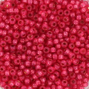 Miyuki seed bead, Duracoat, dyed flamingo, silver lined, size #11, 12gr. appx. 1200 pcs