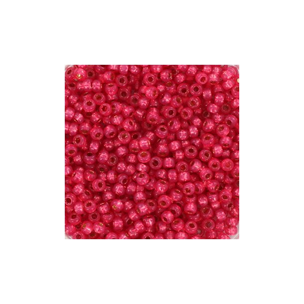 Miyuki seed bead, Duracoat, dyed flamingo, silver lined, size #11, 12gr. appx. 1200 pcs