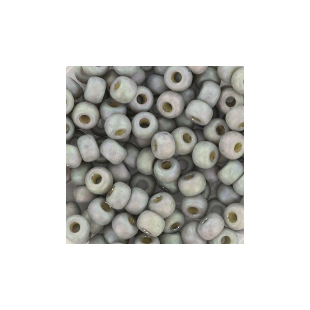 Miyuki seed bead #6, opaque glazed frosted rainbow cadet grey, 4,5x3 mm, ca. 150 pcs. 12g, 