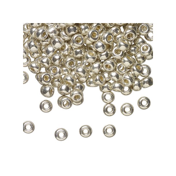 Miyuki seed bead #6, galvanized silver, 4,5x3 mm, ca. 140 pcs. 12g, 