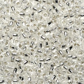 Miyuki seed bead, Silver-lined, crystal, Größe #11, 2x1,5 mm, ca. 1200 stk