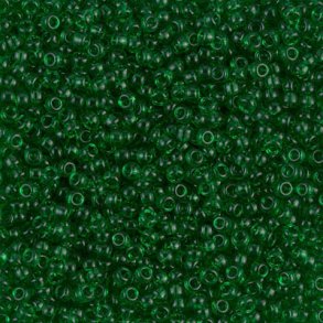Miyuki seed bead, grn, transparent, #11, 2x1,5 mm, 1200 stk