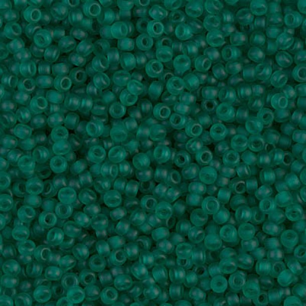 Miyuki seed bead, matted transparent emerald green, size #11, 2x1,5 mm, 1200 pcs