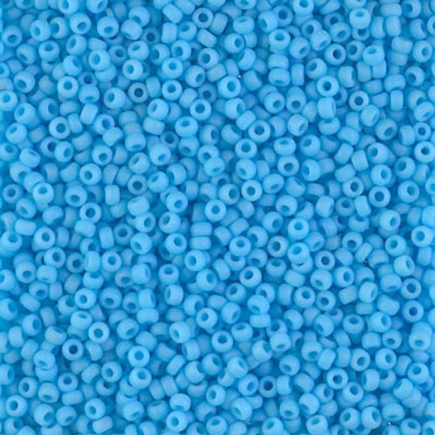 Miyuki seed bead, matted, turquoise blue, opaque, size #11, 2x1,5 mm, 1200 pcs