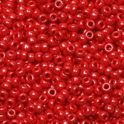 Miyuki seed bead, gl&auml;nzend rot, opak, Gr&ouml;&szlig;e #11, 2x1,5 mm, ca. 1200 stk