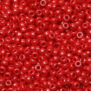 Miyuki seed bead, glänzend rot, opak, Größe #11, 2x1,5 mm, ca. 1200 stk