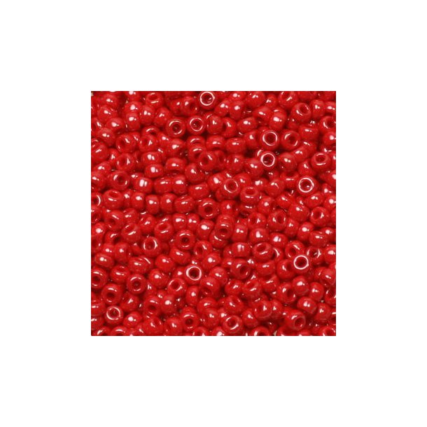 Miyuki seed bead, glnzend rot, opak, Gre #11, 2x1,5 mm, ca. 1200 stk