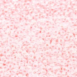 Miyuki seed bead, #11, hell wei&szlig;/rosa, gl&auml;nzend, opak, 2x1,5 mm, 1200 Stk.